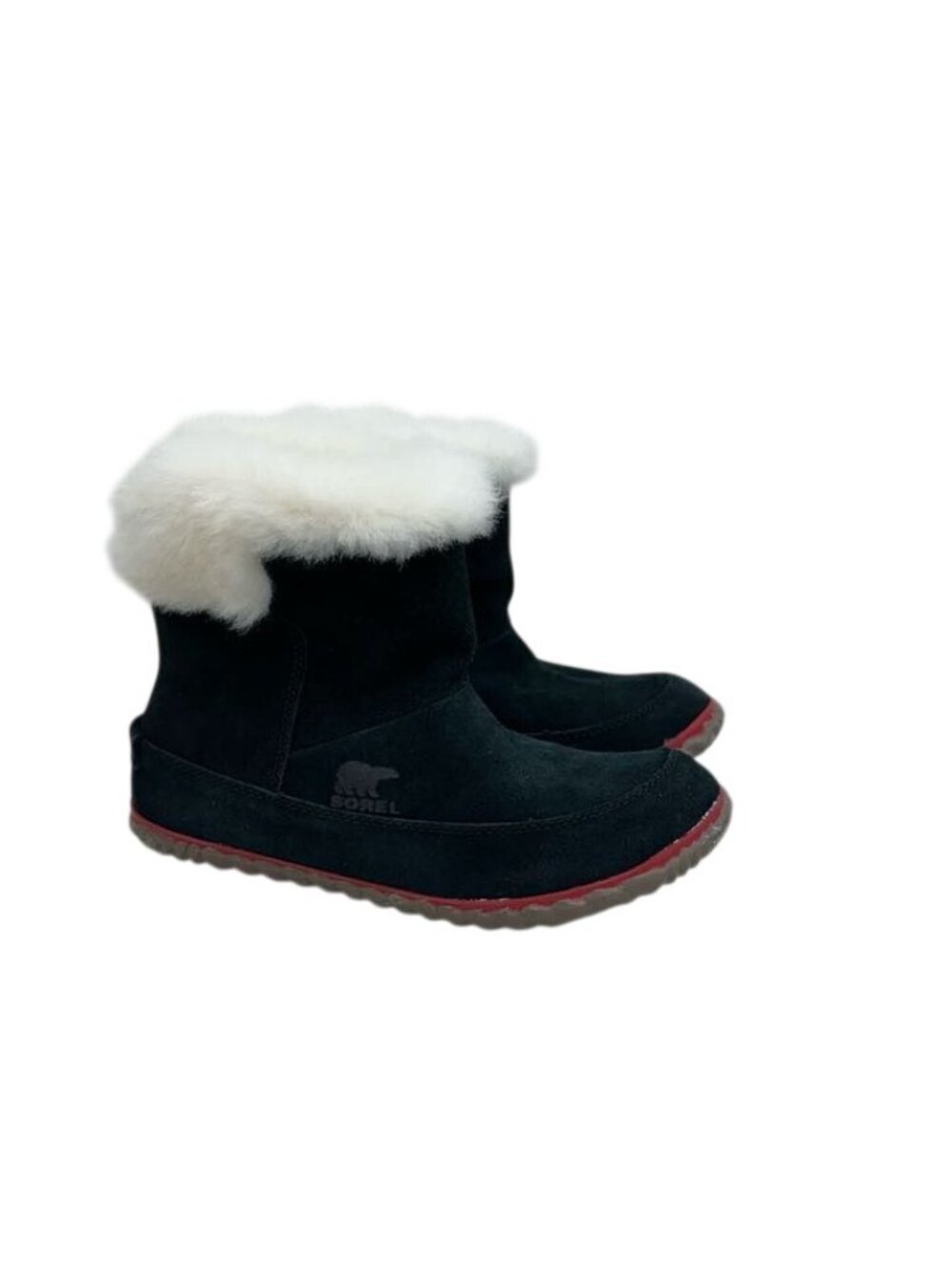 Sorel NL3073-010 Out N About Black Suede Ankle Winter Boots Faux Fur Womens 7.5